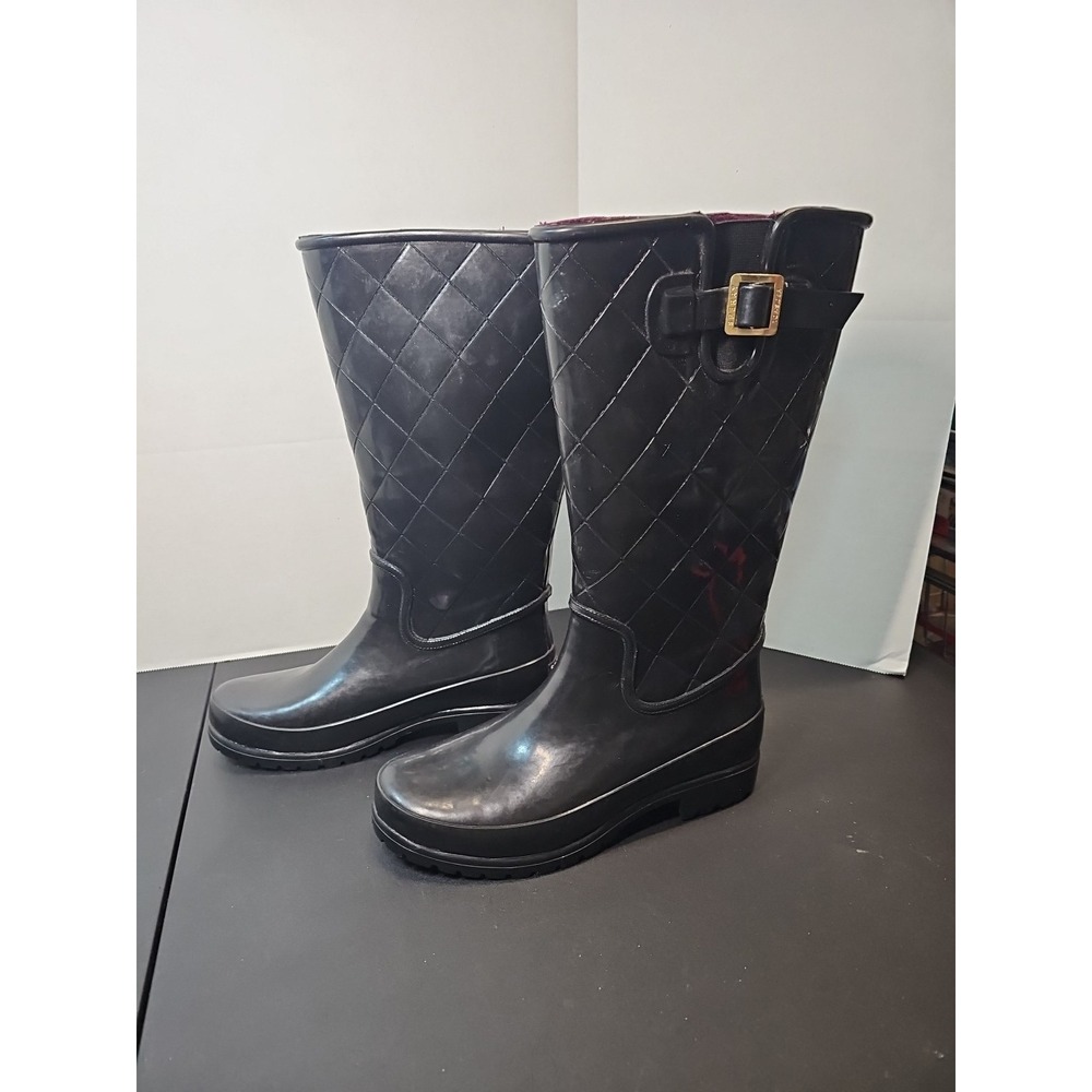 Sperry Top-Sider Pelican III Waterproof Black Quilted Rain Boots STS91093 Size 7
